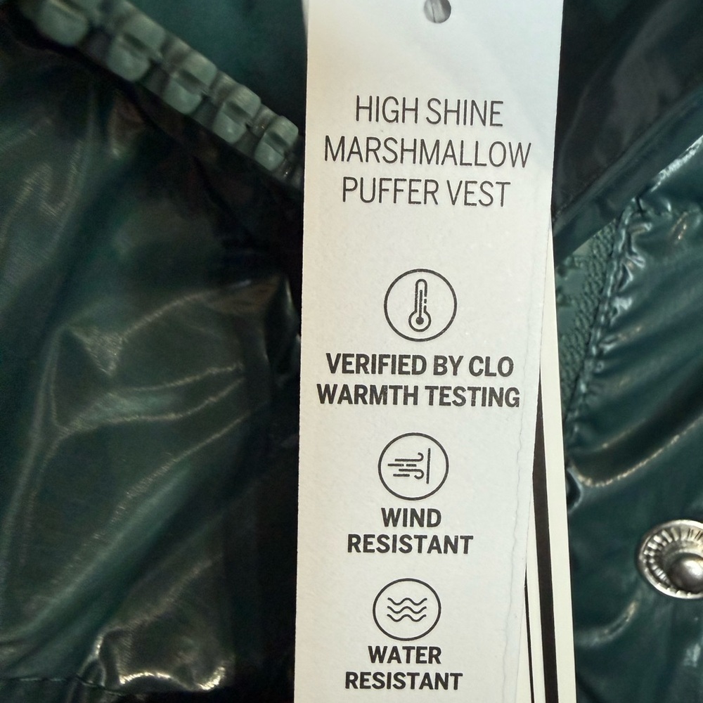 PINK Victoria's Secret High Shine Marshmallow Puffer Vest Forest Green Women's L - Picture 12 of 14